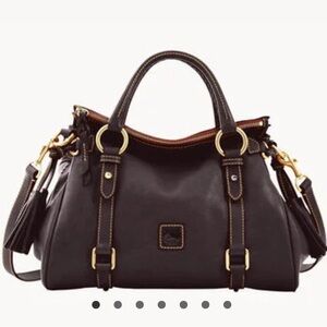 Dooney & Bourke Dark Brown Satchel with Gold Accents